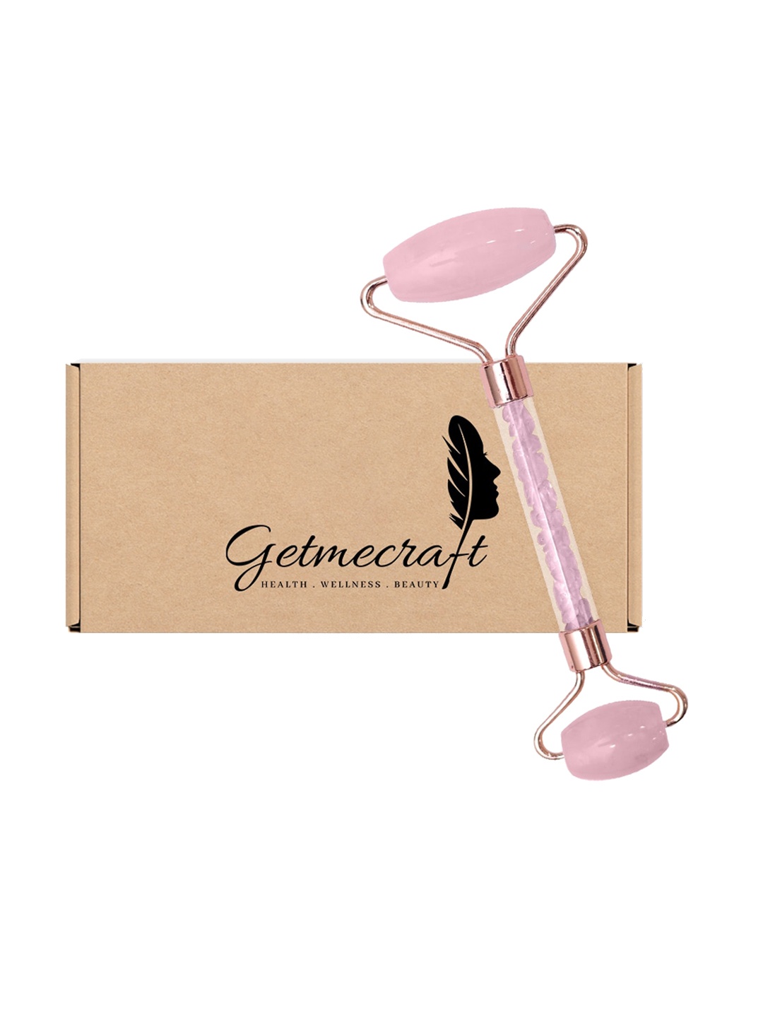

Getmecraft Rose Quartz Facial Roller With Rose Quartz Stone Handle, Pink