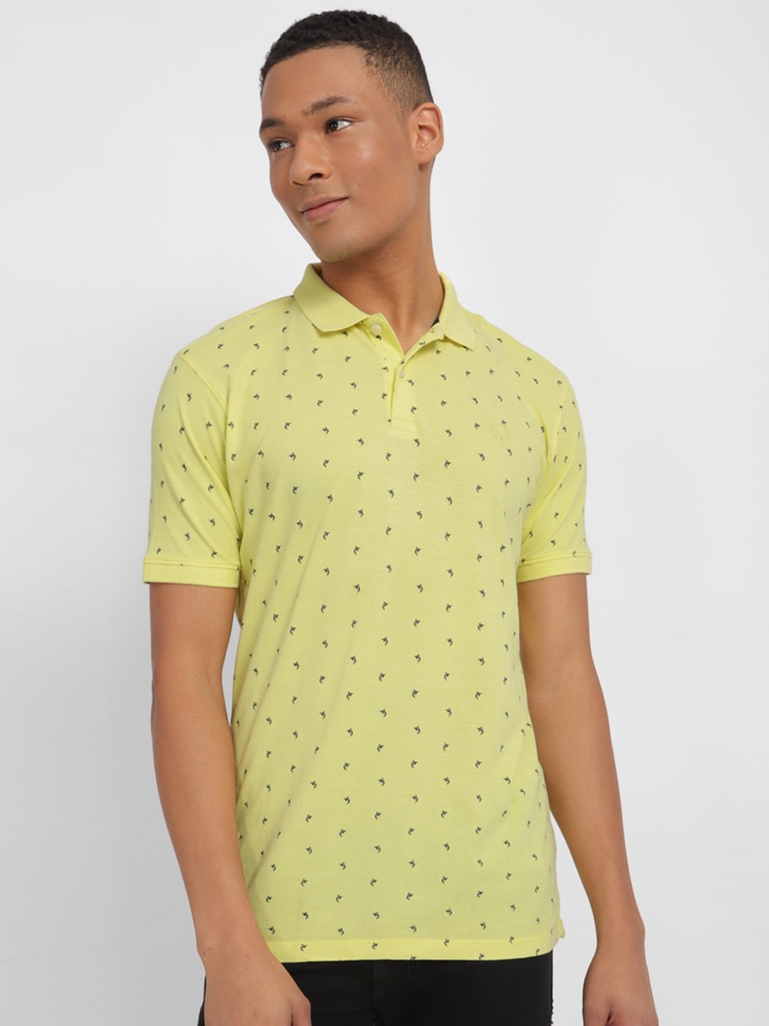

Allen Solly Conversational Printed Polo Collar Pure Cotton T-Shirt, Yellow