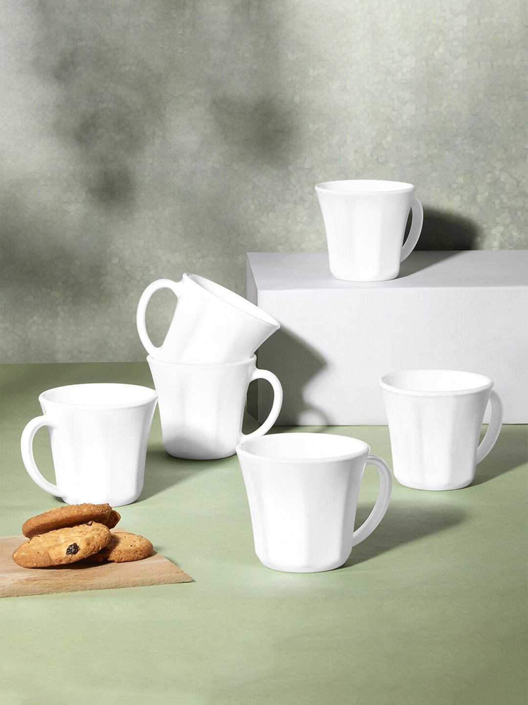 

Larah by BOROSIL White 6 Pieces Opalware Mugs 120ml Each