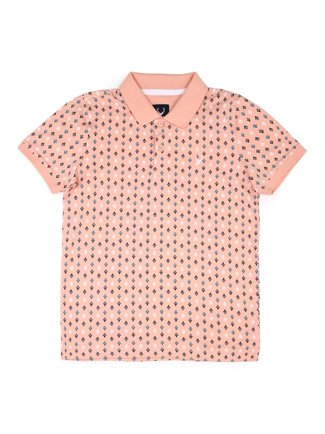 

Allen Solly Junior Boys Floral Printed Polo Collar Pure Cotton T-shirt, Peach