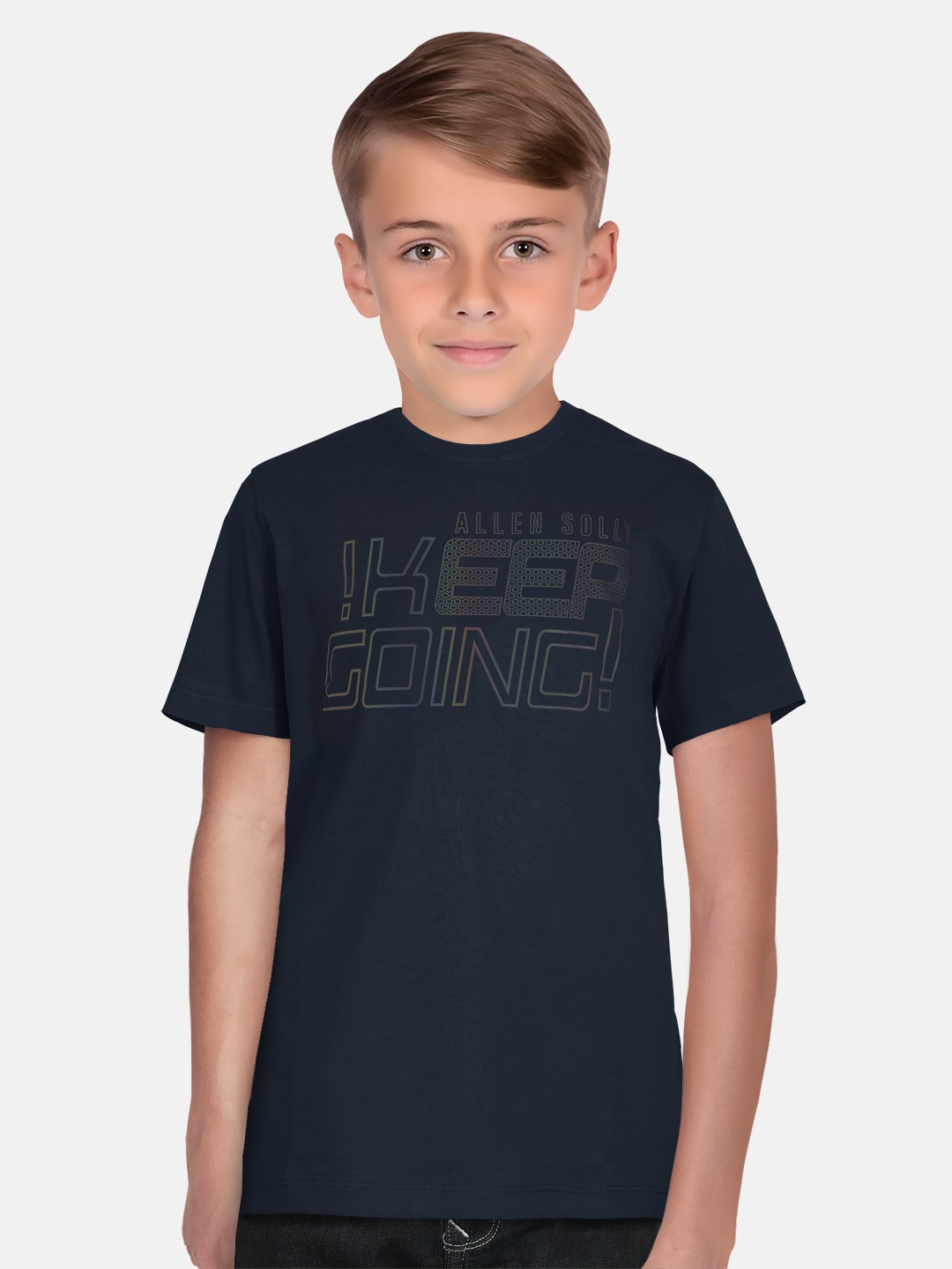 

Allen Solly Junior Boys Typography Printed Cotton T-shirt, Navy blue