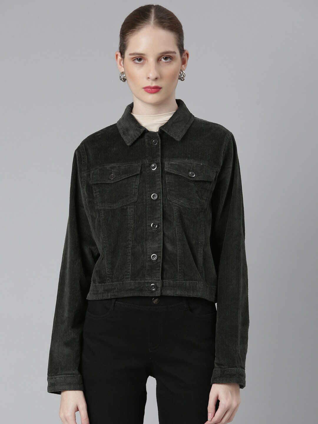 

SHOWOFF Corduroy Windcheater Tailored Jacket, Olive