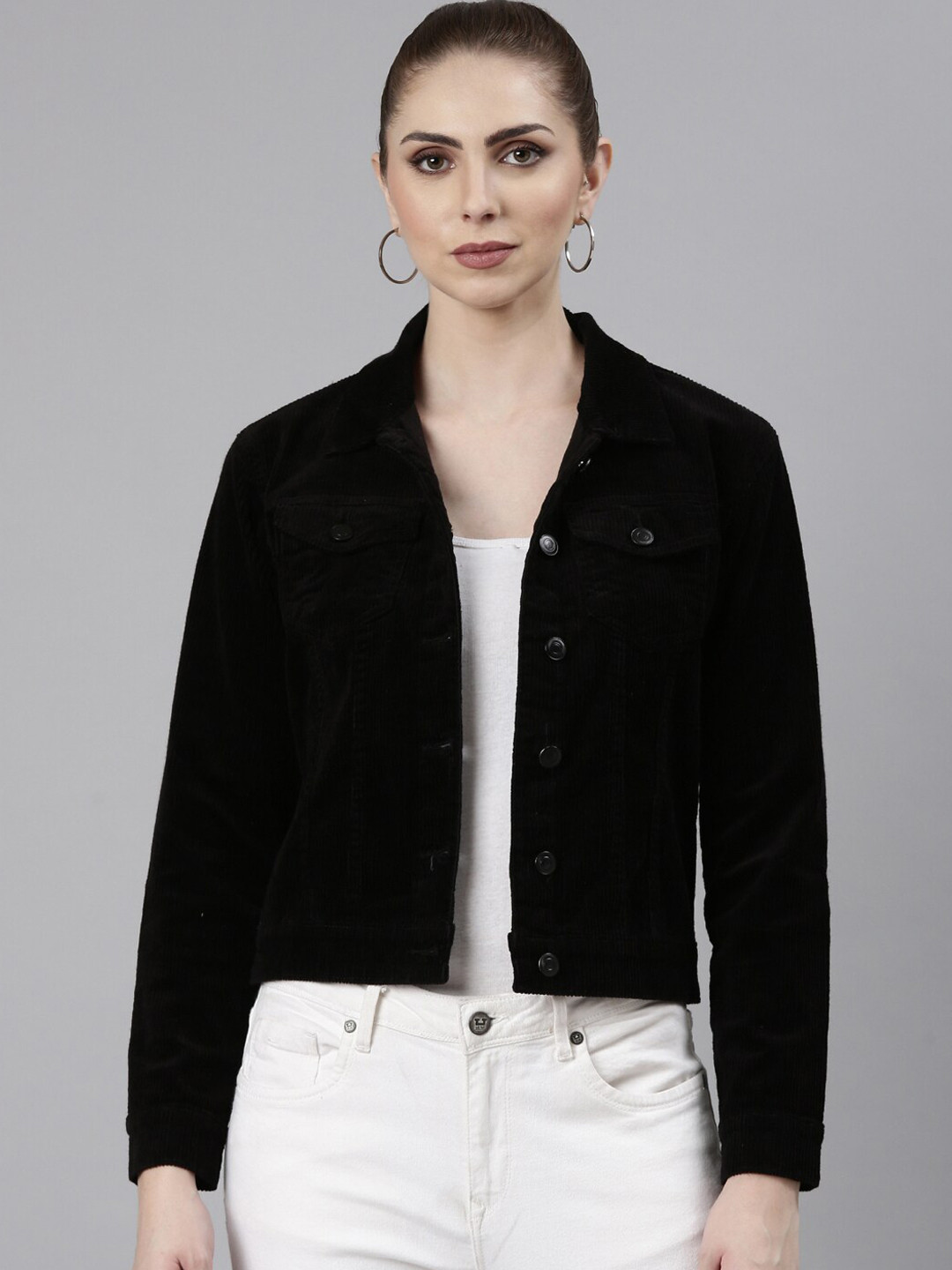 

SHOWOFF Windcheater Corduroy Tailored Jacket, Black