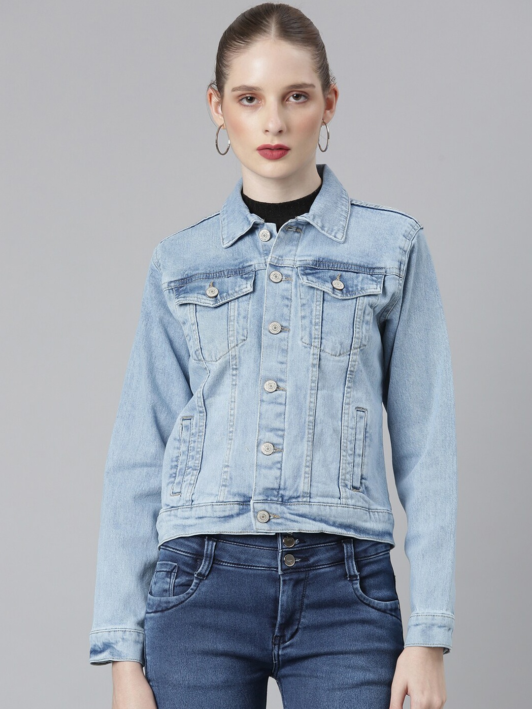 

SHOWOFF Washed Windcheater Denim Jacket, Blue