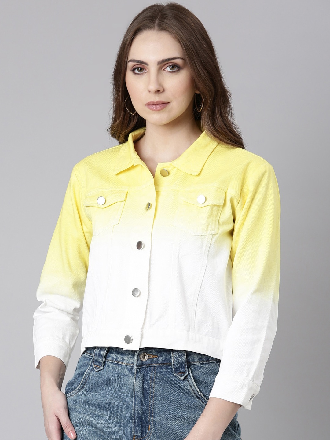 

SHOWOFF Ombre Windcheater Denim Jacket, Yellow