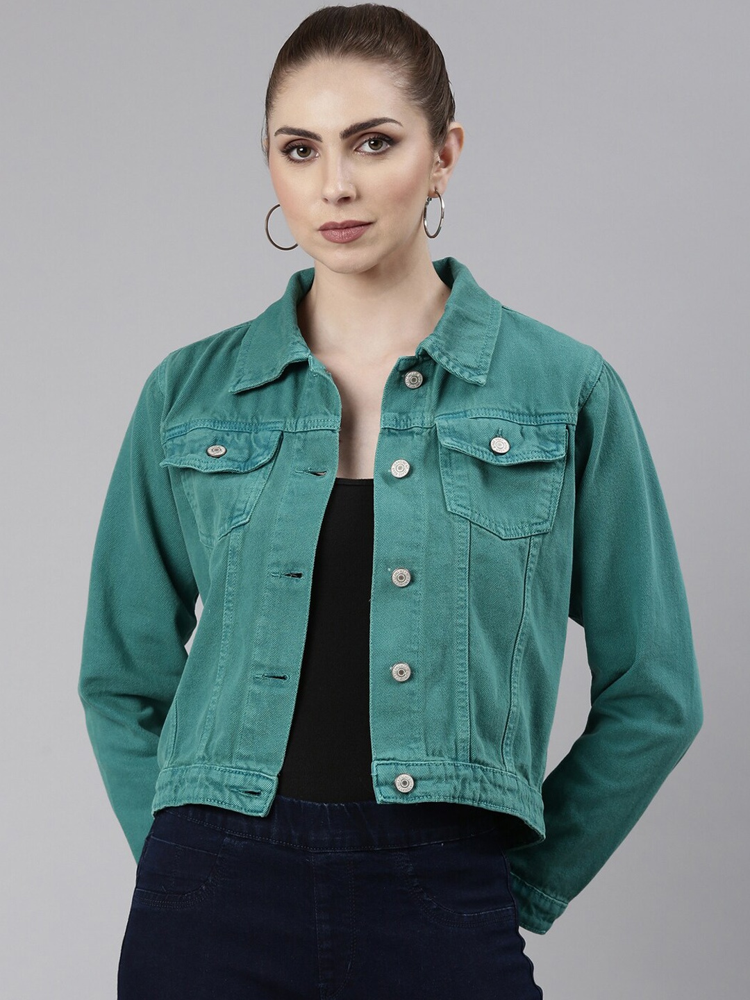 

SHOWOFF Washed Windcheater Denim Jacket, Green