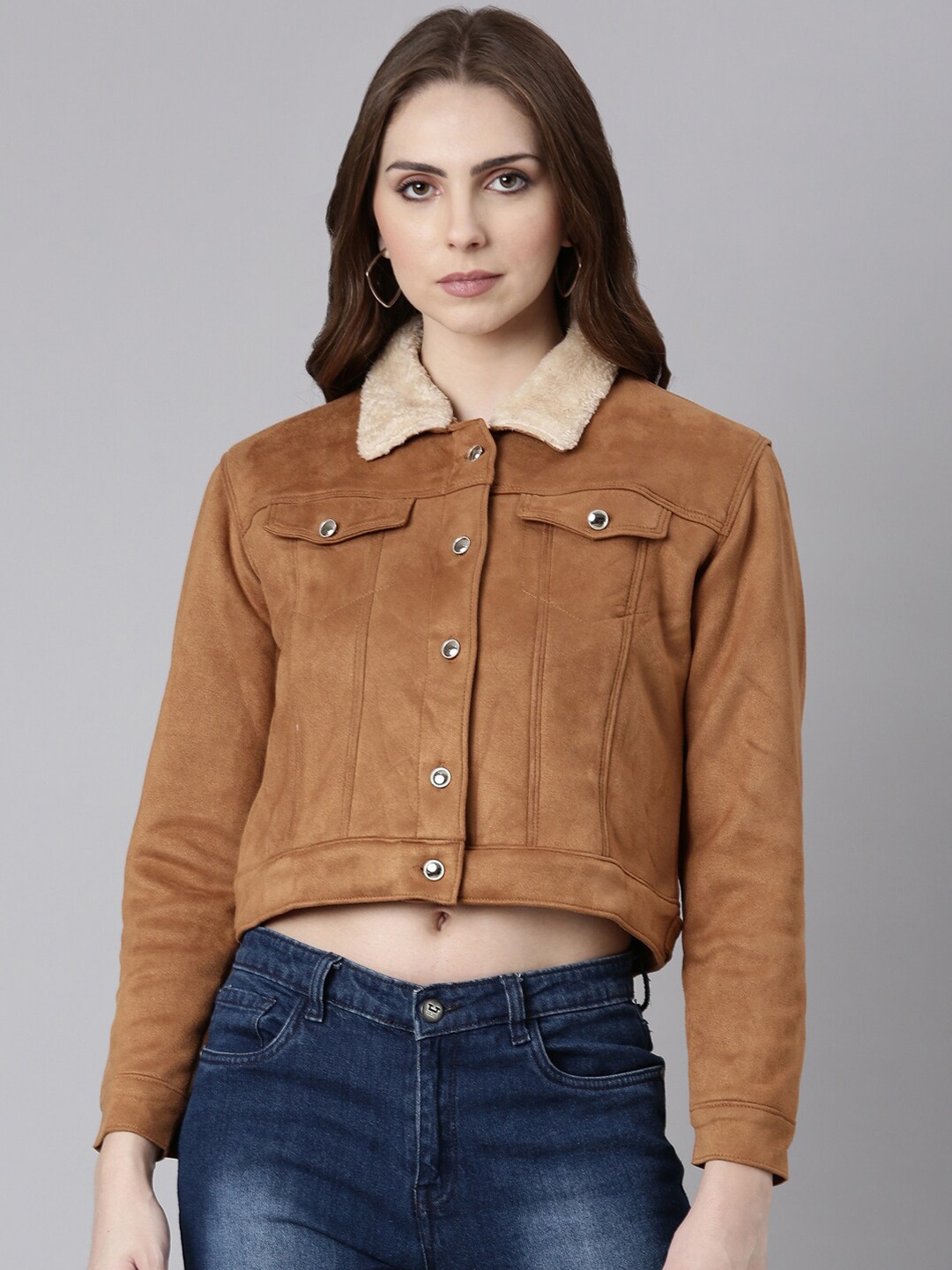 

SHOWOFF Windcheater Crop Tailored Jacket, Camel brown