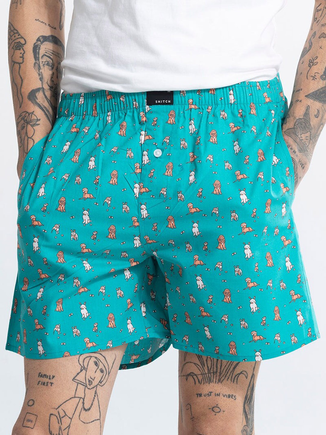 

Snitch Green & Orange Printed Pure Cotton Boxers 4MSBX9218-01-S