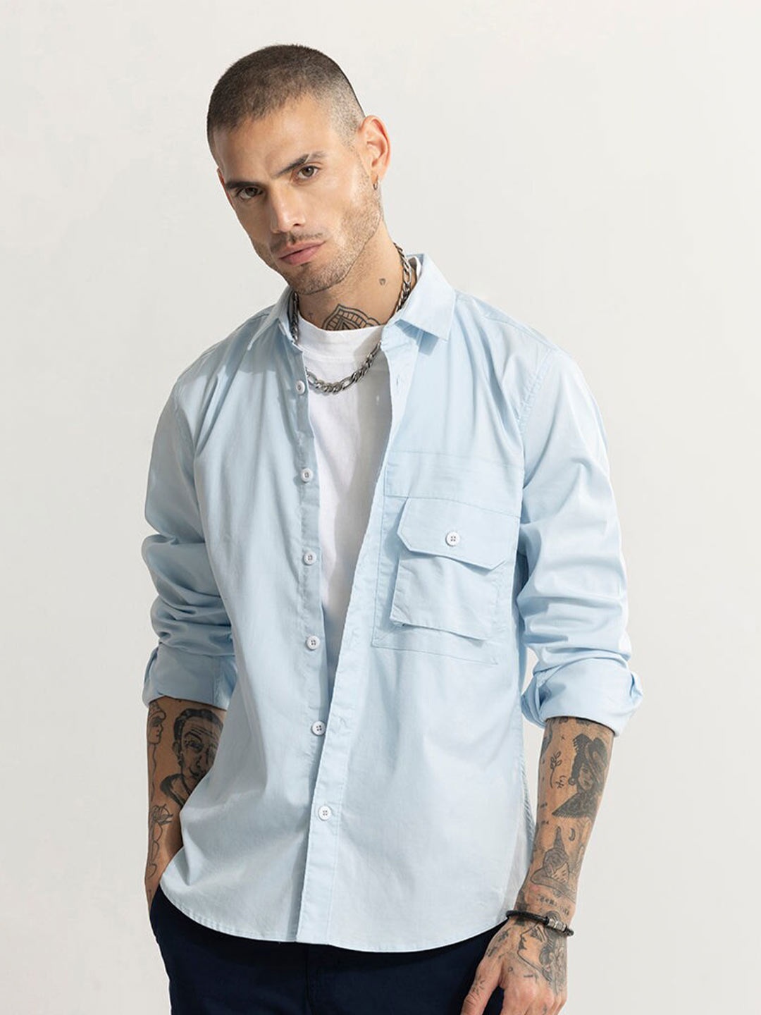 

Snitch Blue Classic Pure Cotton Casual Shirt