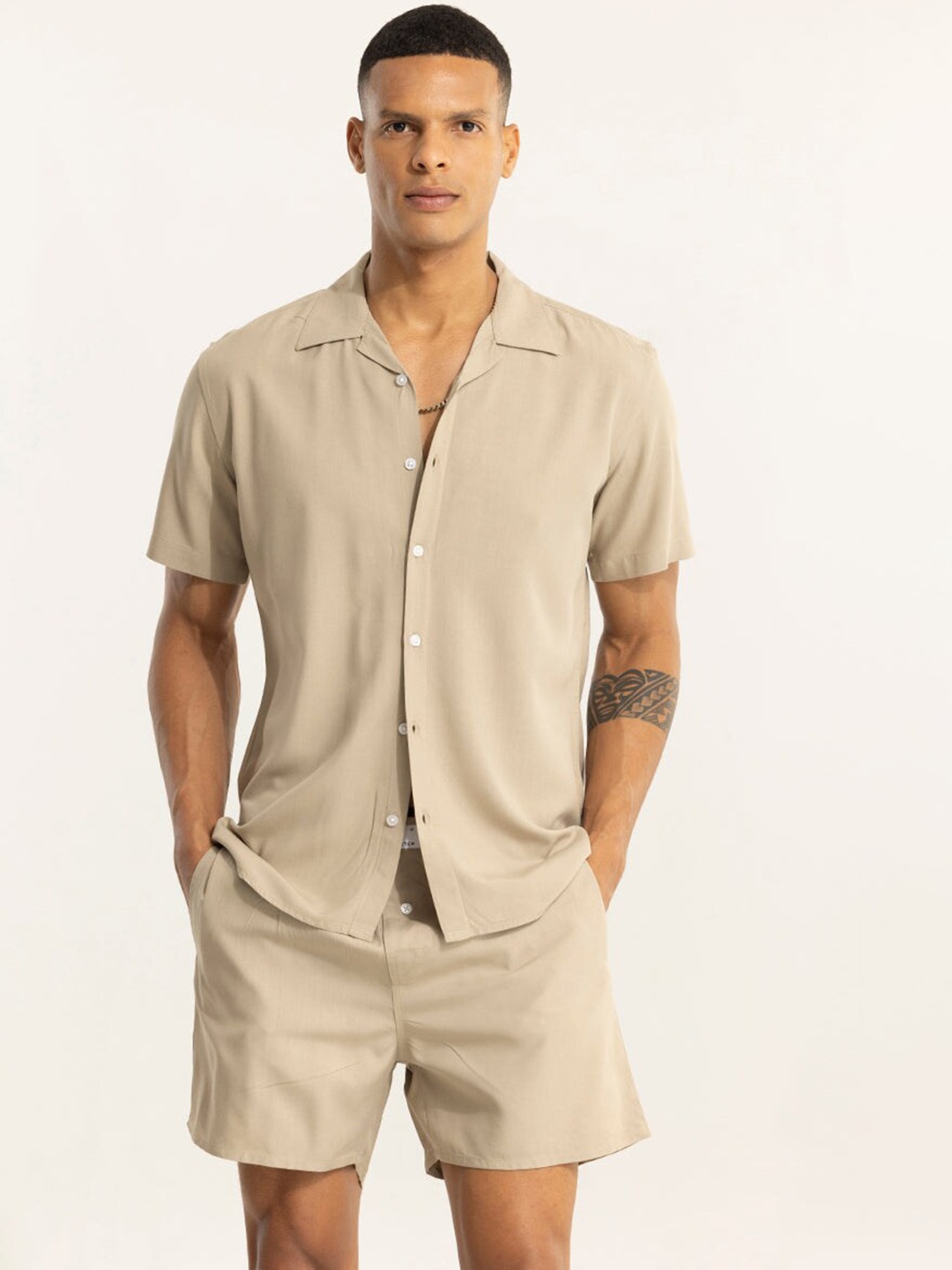 

Snitch Shirt & Shorts Co-Ords Set, Beige