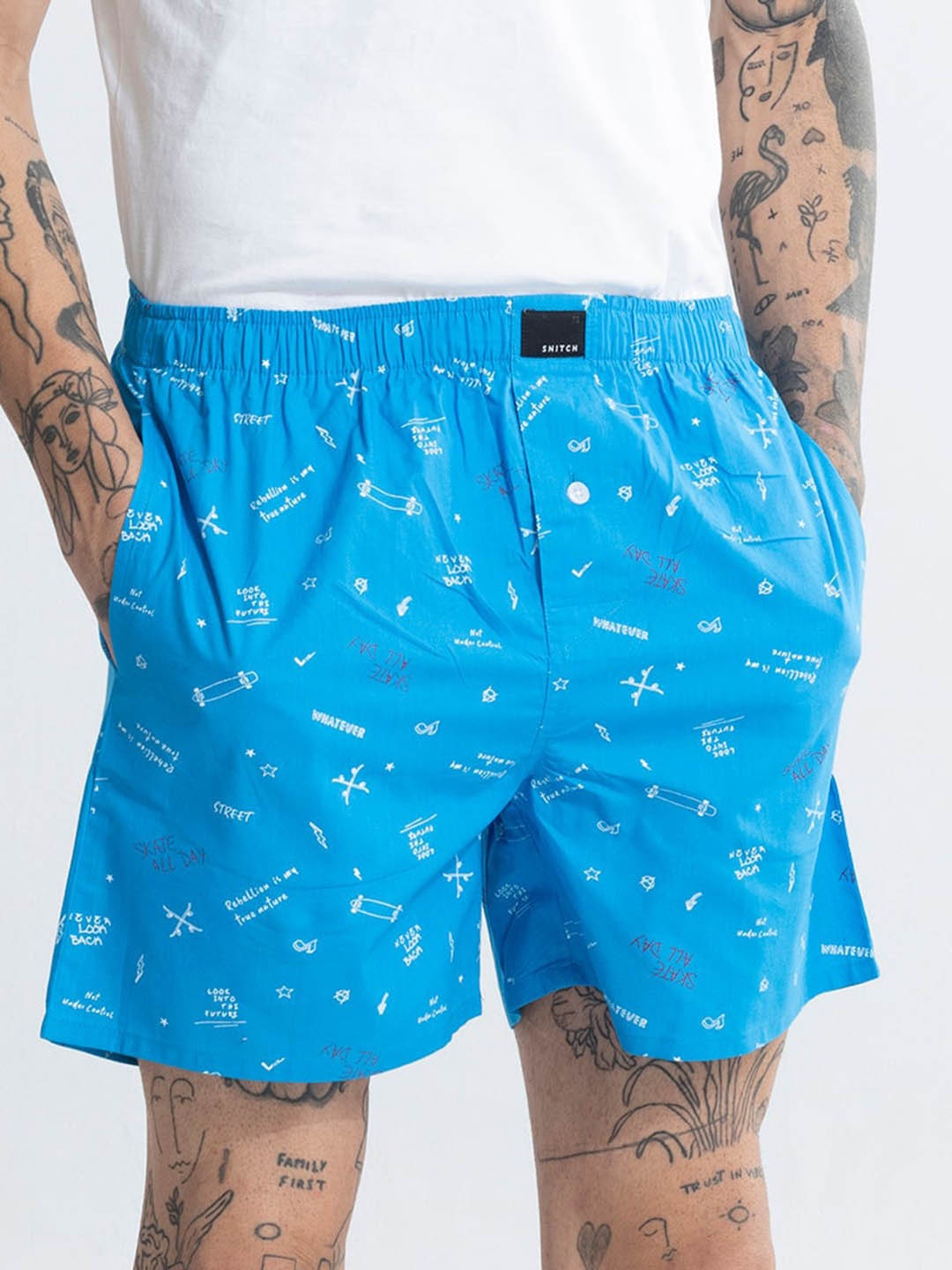 

Snitch Printed Pure Cotton Boxers 4MSBX9228-01-S, Blue