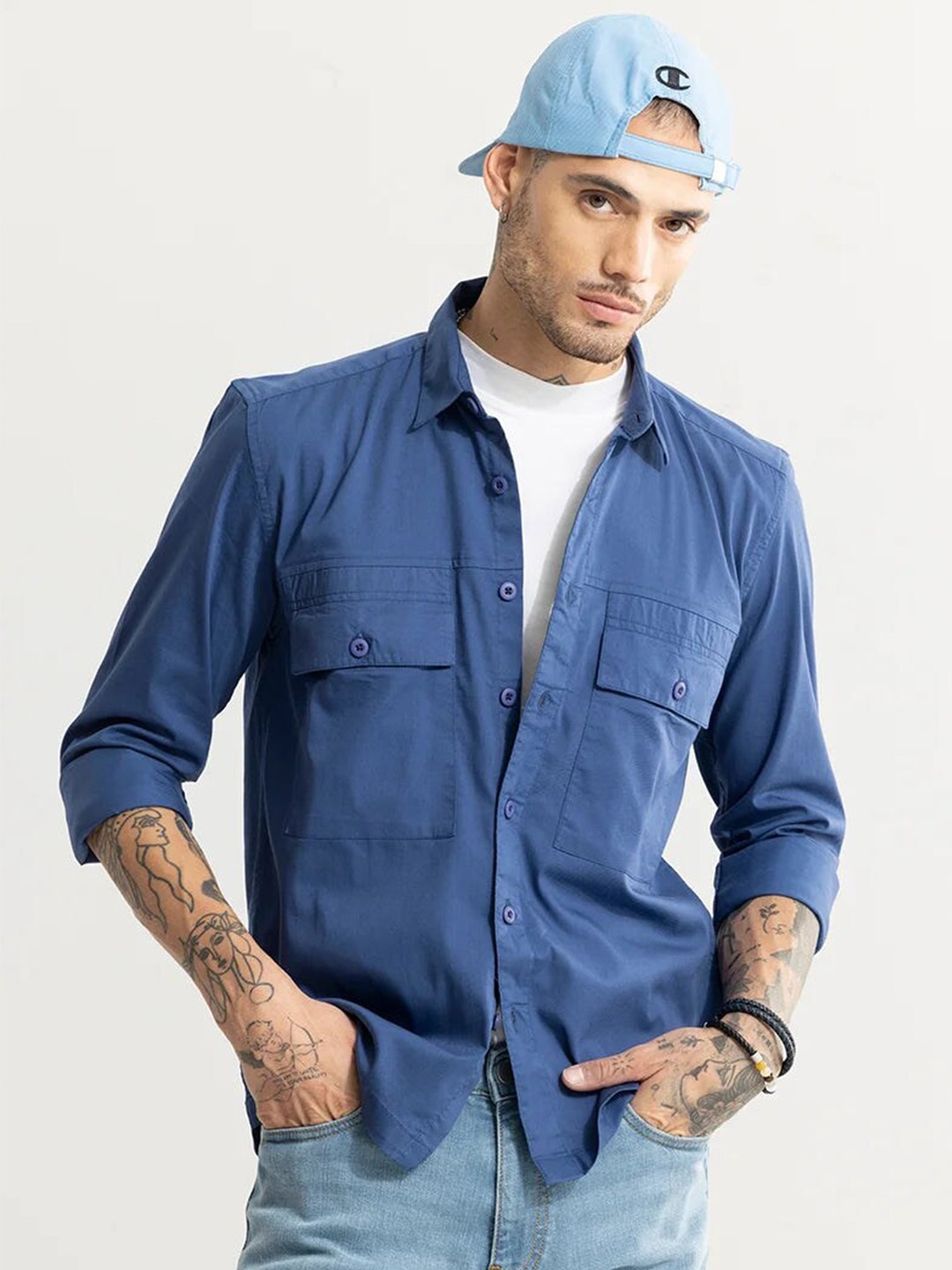 

Snitch Blue Classic Pure Cotton Casual Shirt