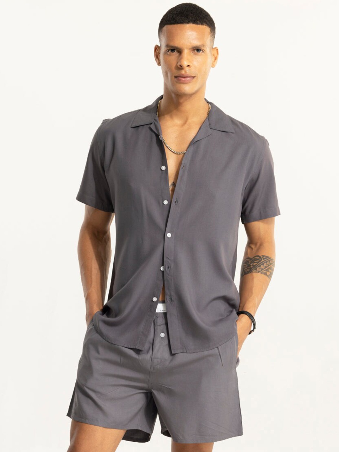 

Snitch Shirt & Shorts Co-Ords Set, Grey