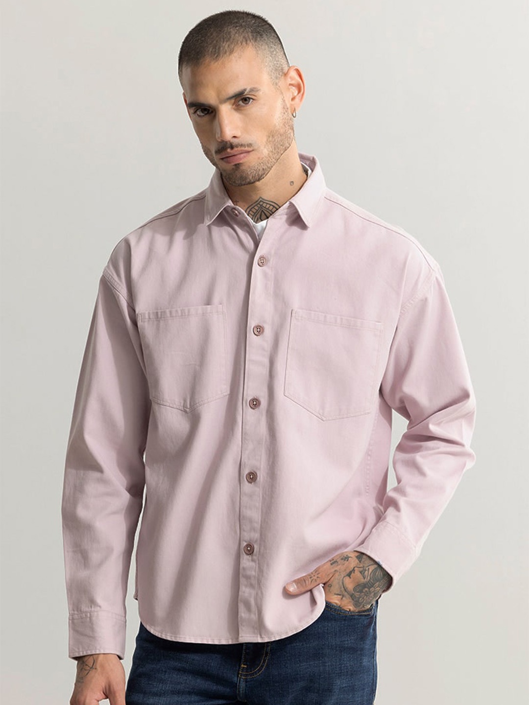 

Snitch Lavender Classic Oversized Casual Shirt