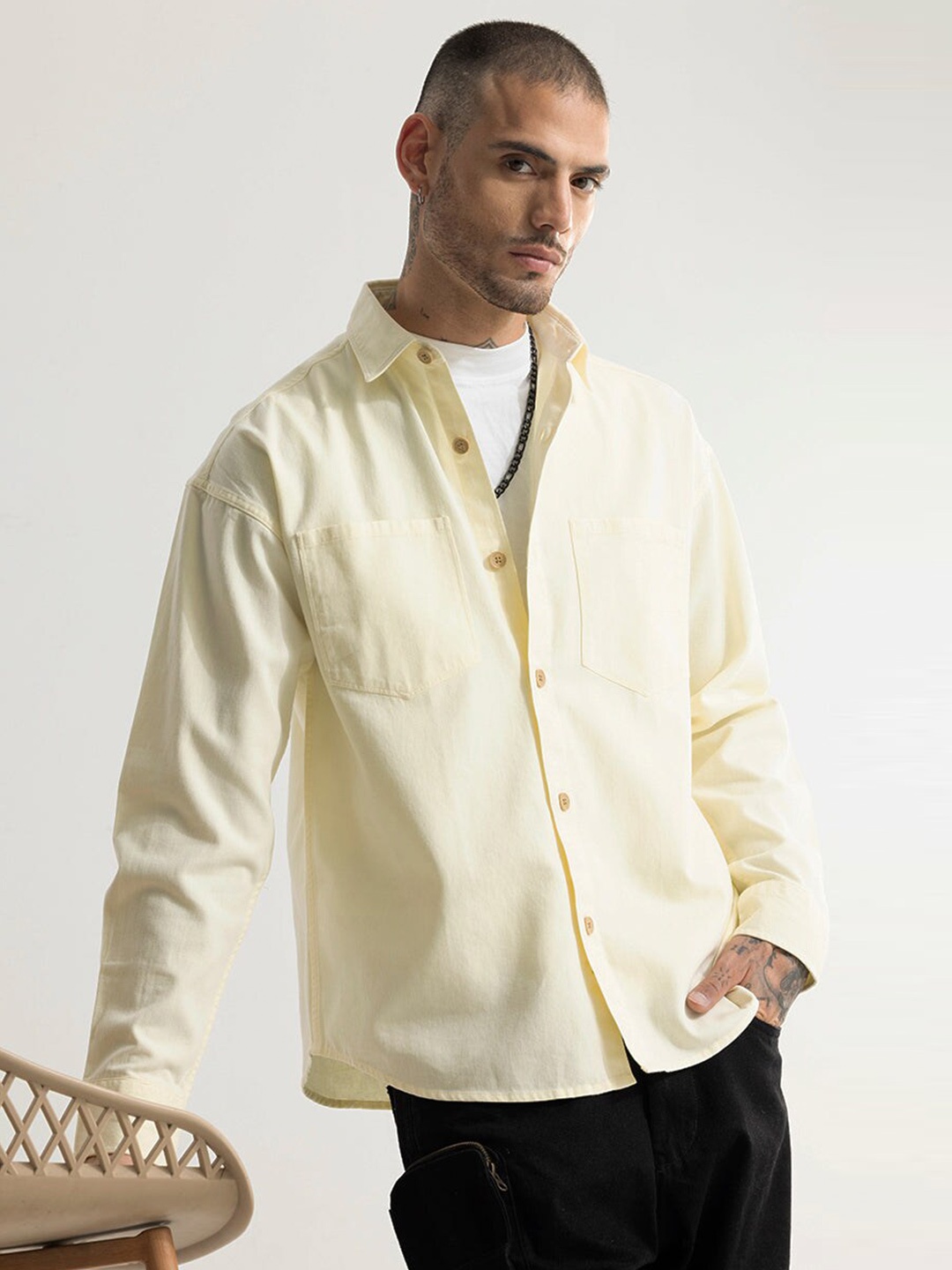 

Snitch Yellow Classic Pure Cotton Casual Shirt