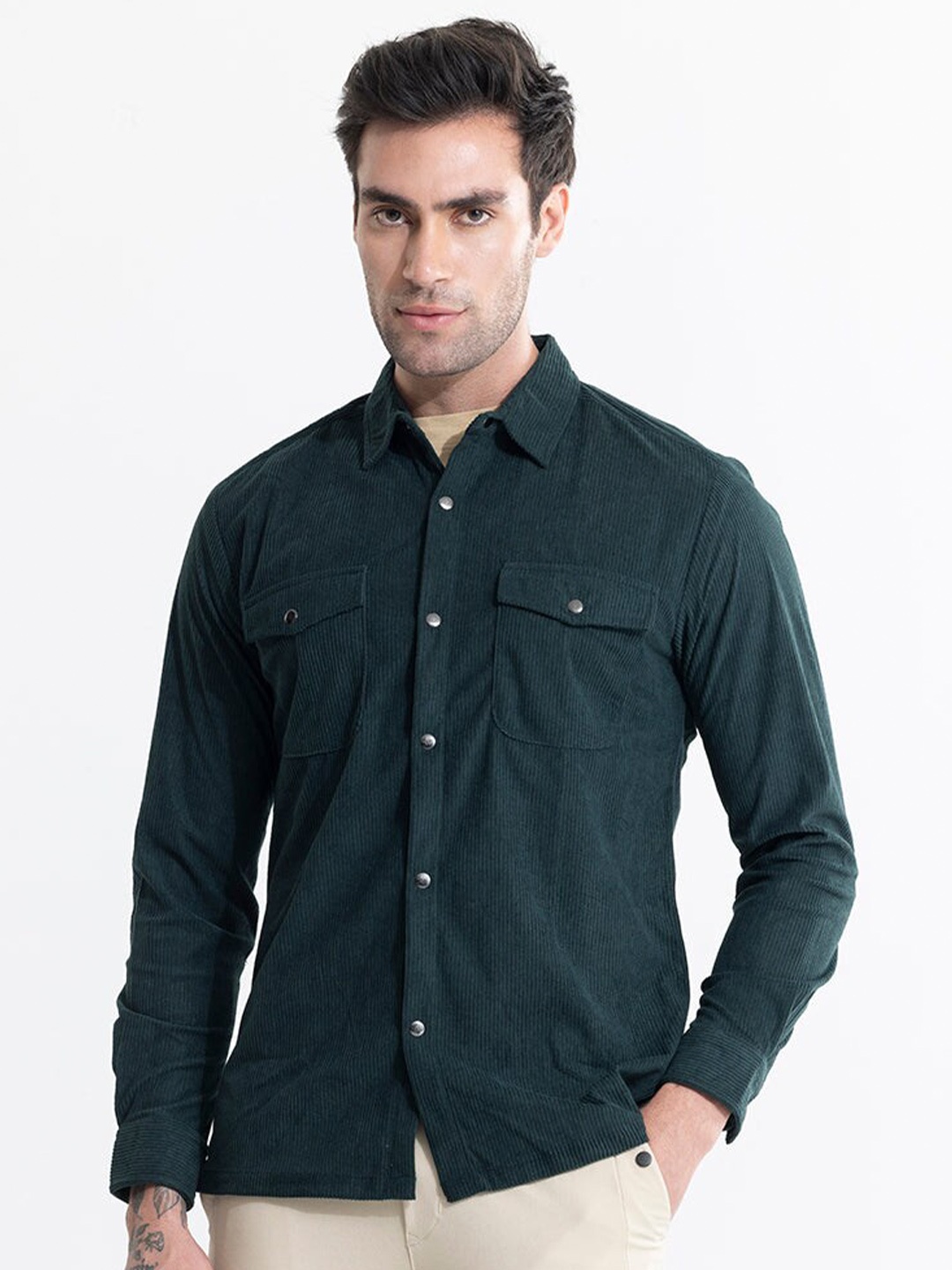

Snitch Green Classic Casual Shirt