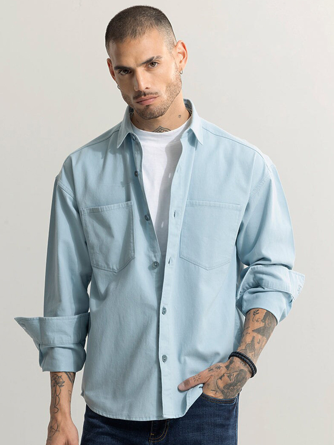 

Snitch Blue Classic Pure Cotton Casual Shirt
