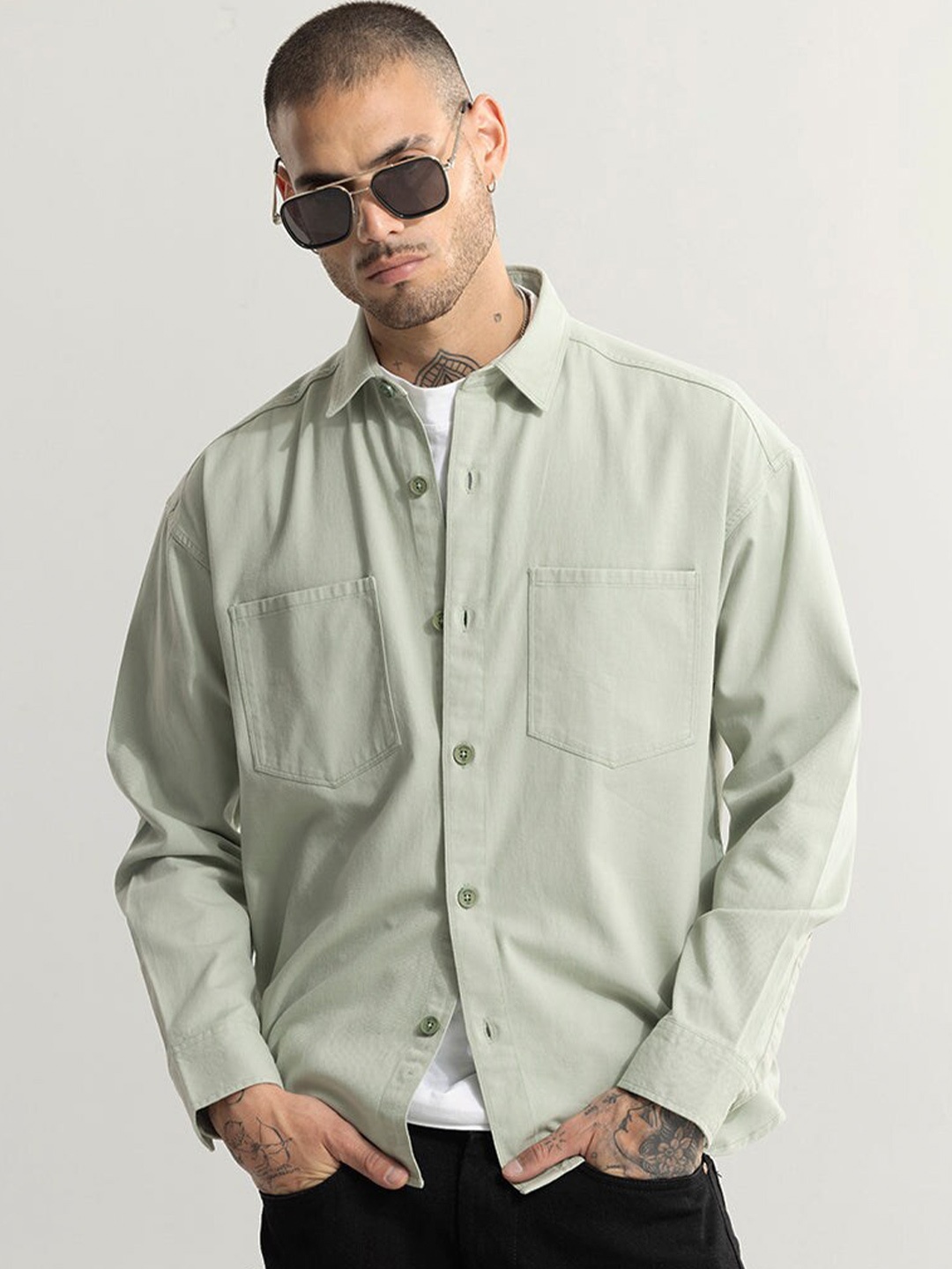 

Snitch Grey Classic Regular Fit Cotton Casual Shirt