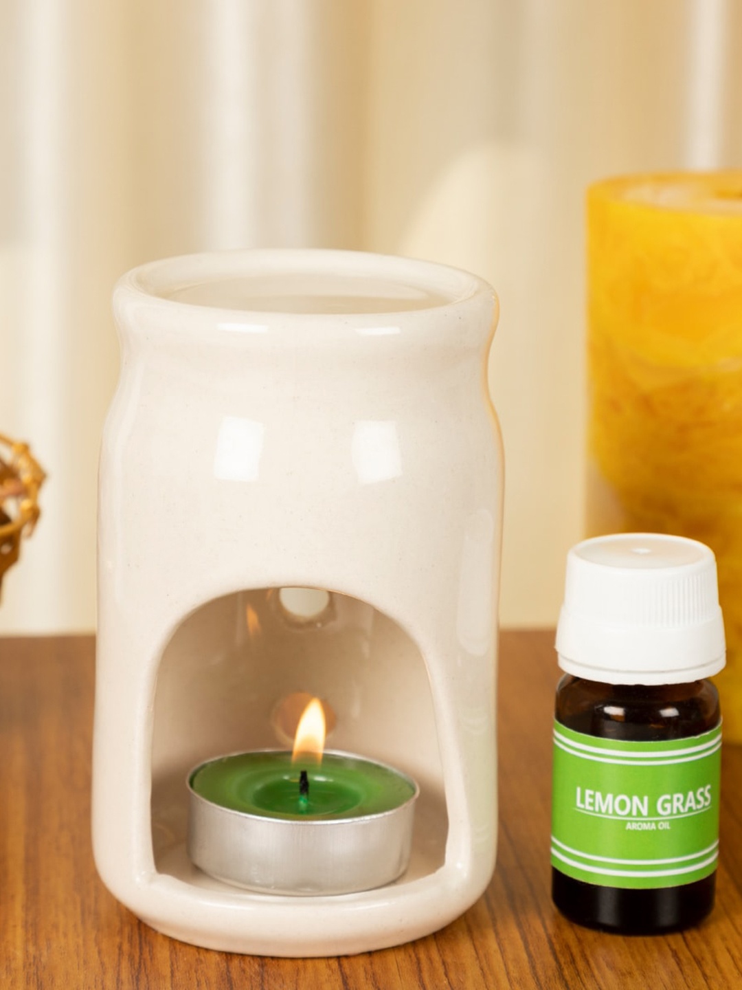 

AuraDecor Green White Lemongrass Aroma Heat Diffuser Home Fragrance Gift Set