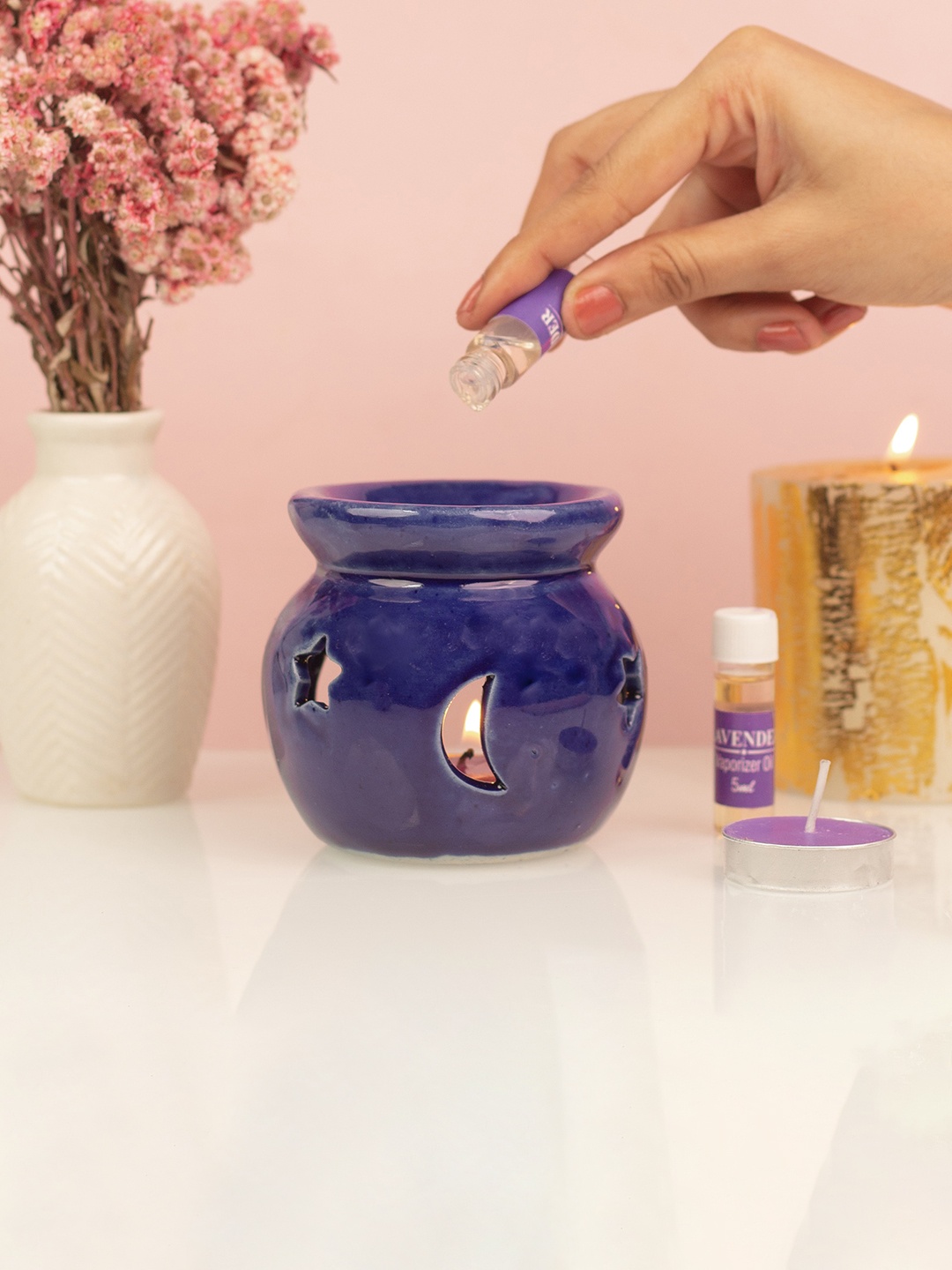 

AuraDecor Purple Lavender Fragrance Aroma Oil Burner Gift Set