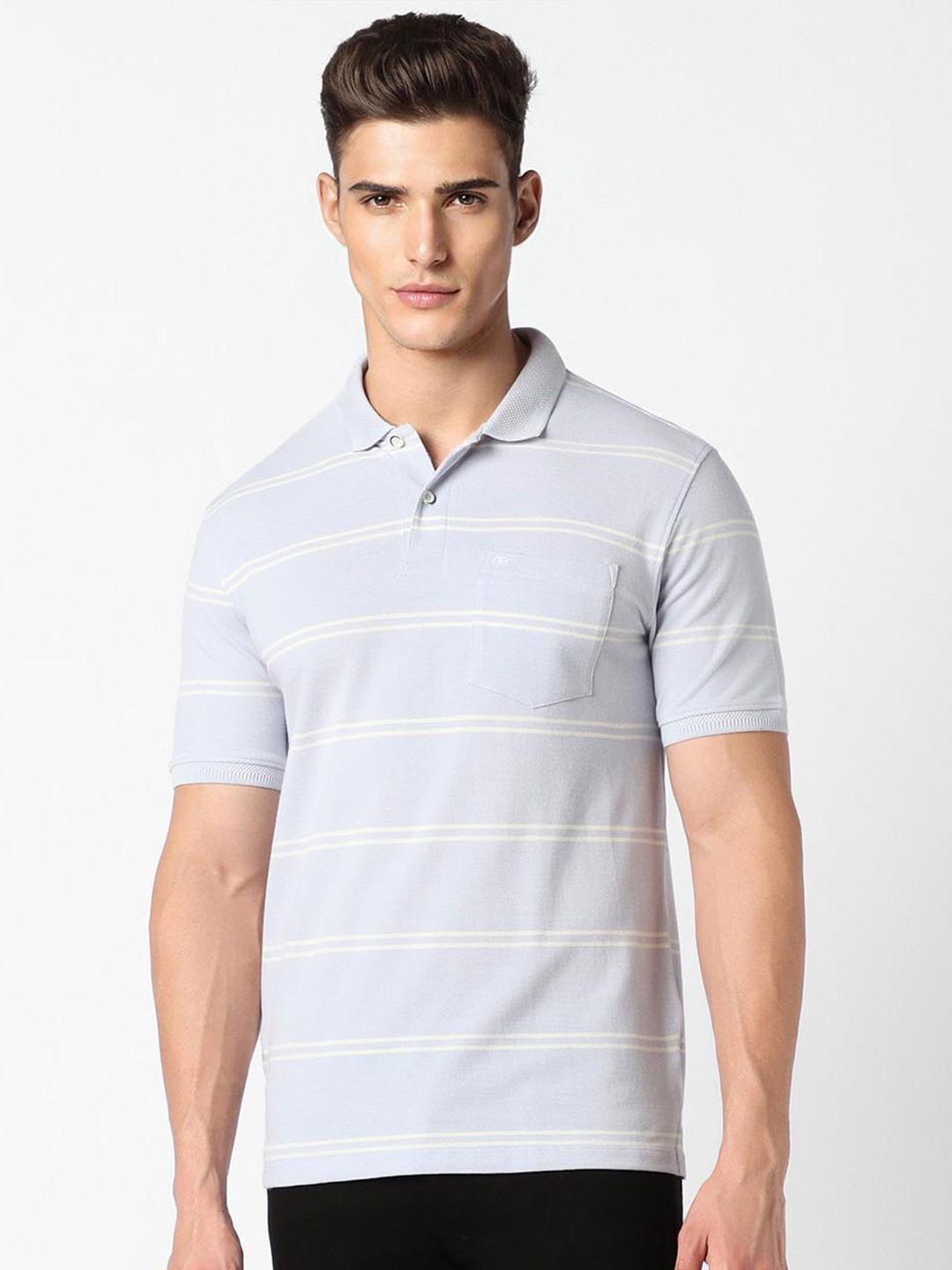 

Peter England Striped Polo Collar T-shirt, Blue