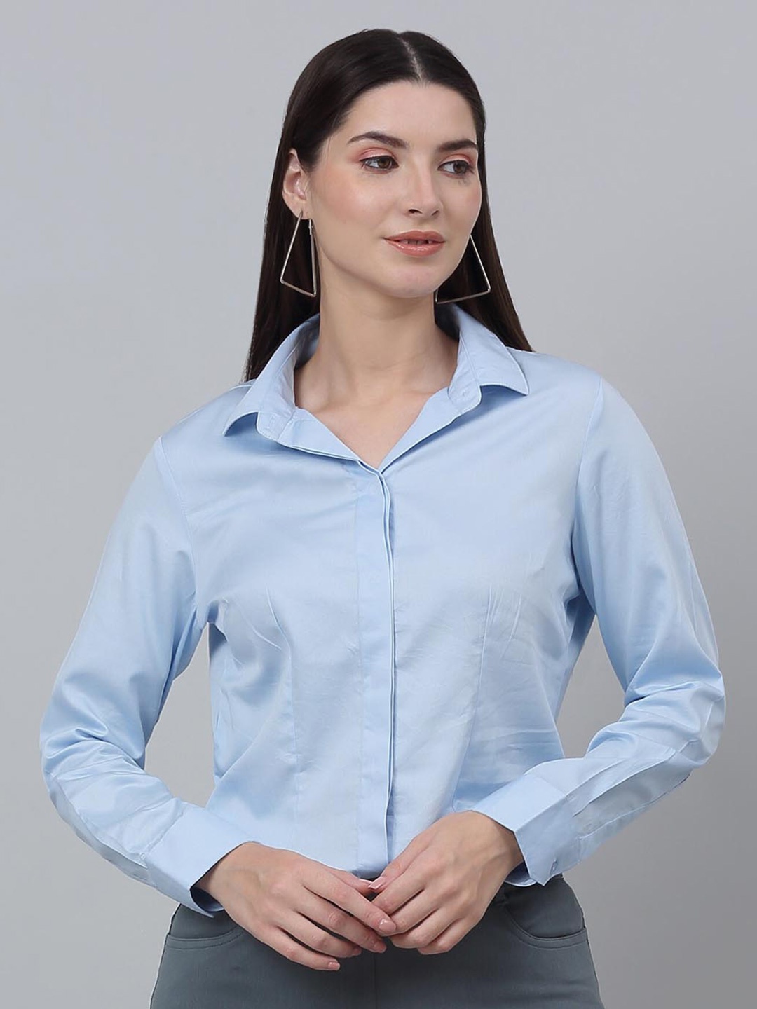 

Cantabil Spread Collar Cotton Formal Shirt, Blue