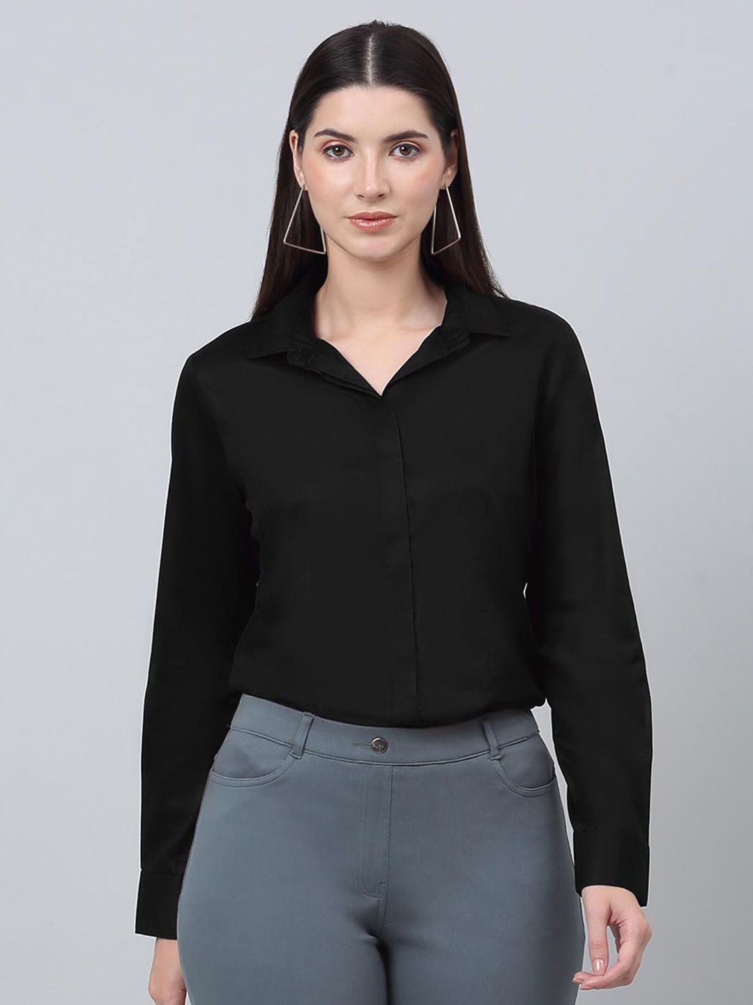

Cantabil Spread Collar Cotton Formal Shirt, Black