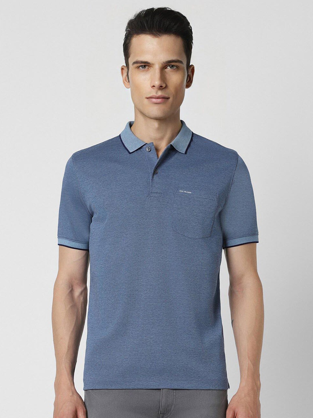 

Van Heusen Regular Fit Short Sleeves Polo Collar T-shirt, Blue