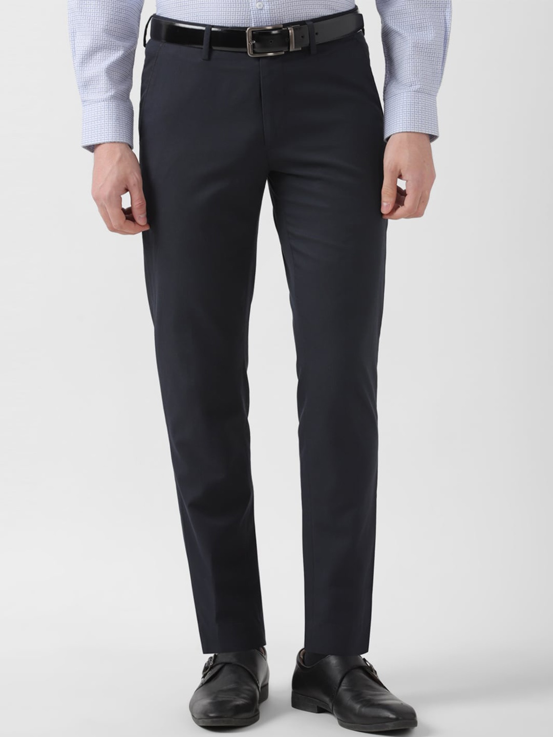 

Peter England Men Slim Fit Formal Trousers, Navy blue