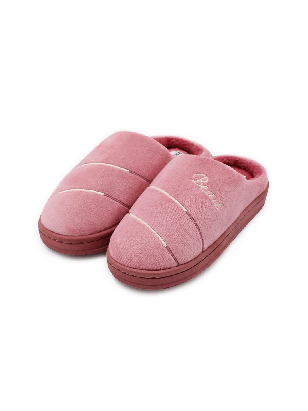 

JENNA Women Embroidered Warm Fur Room Slippers, Pink