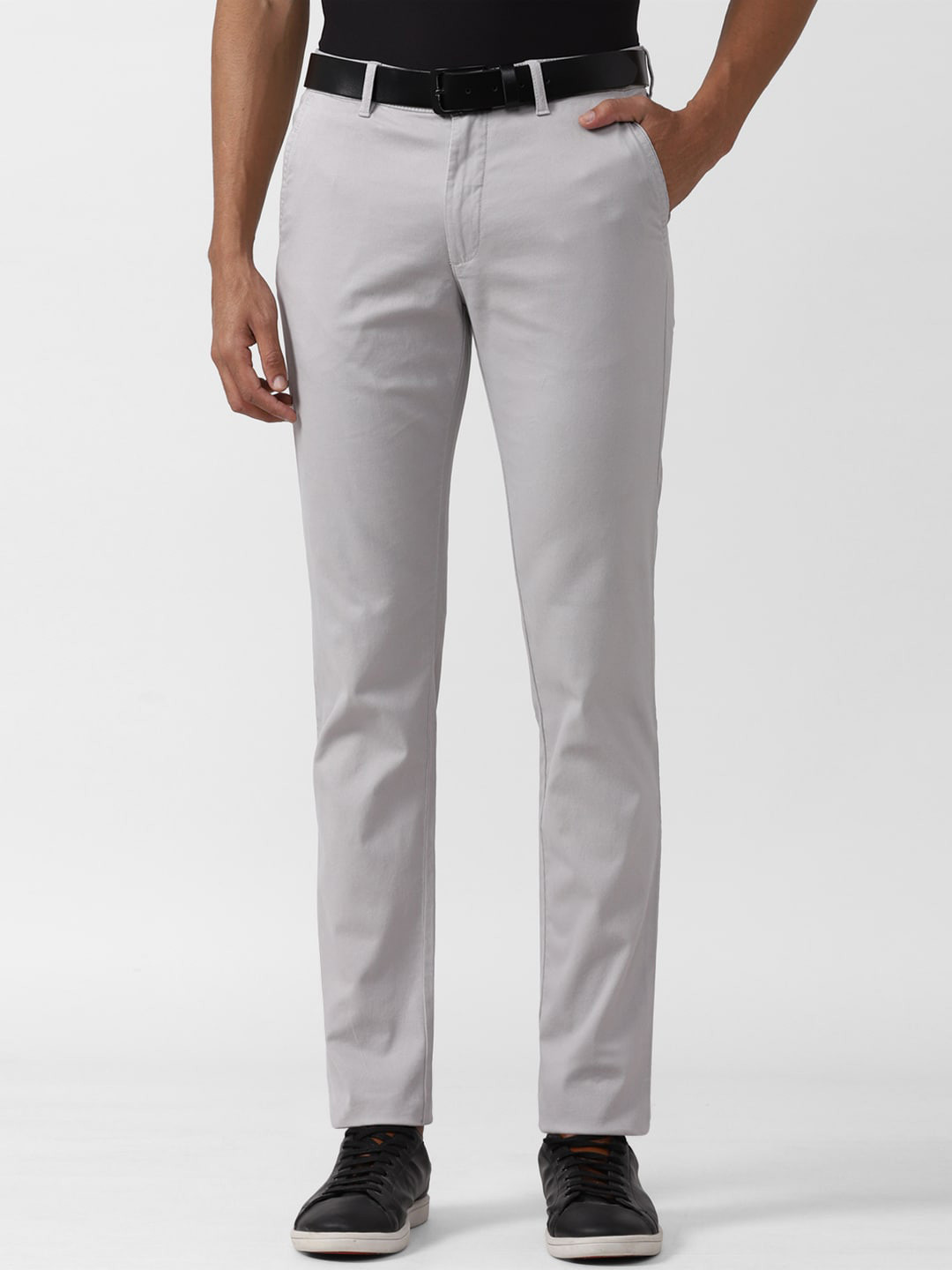 

Peter England Casuals Men Slim Fit Regular Trousers, Grey