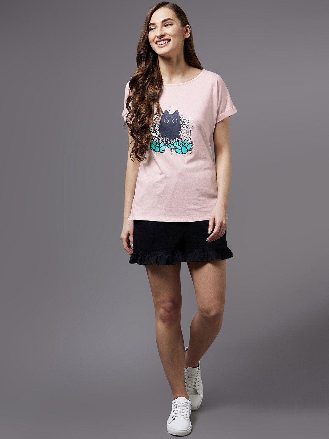 

Miss Chase Printed Pure Cotton T-Shirt & Capris, Pink