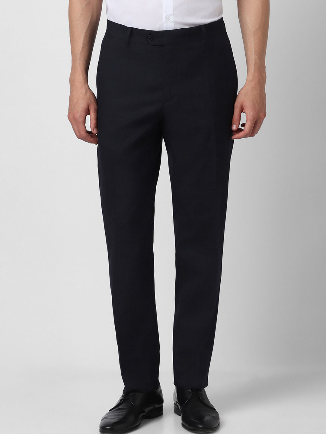 

Van Heusen Men Mid Rise Slim Fit Formal Trousers, Navy blue