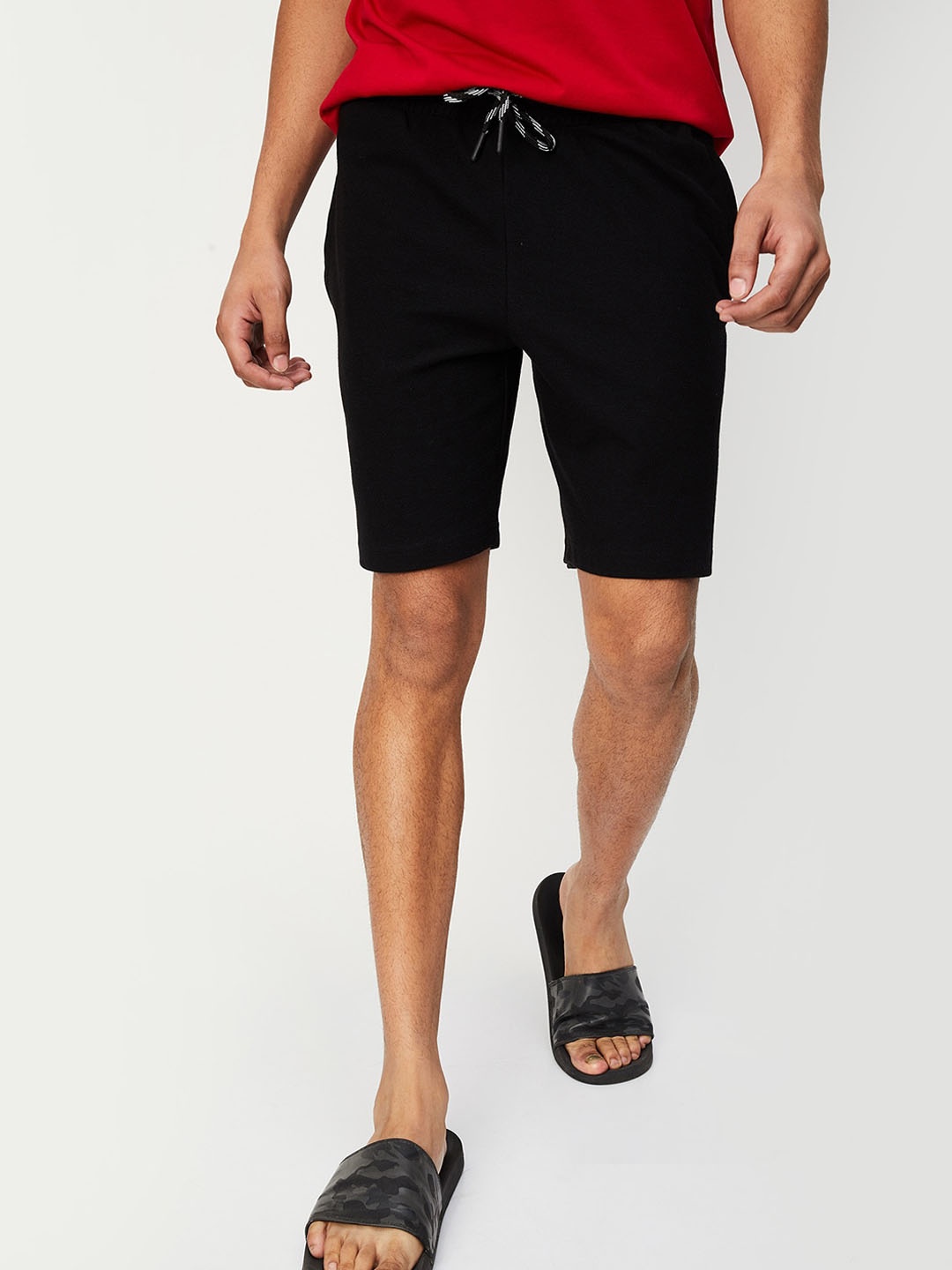 

max Men Mid Rise Lounge Shorts, Black