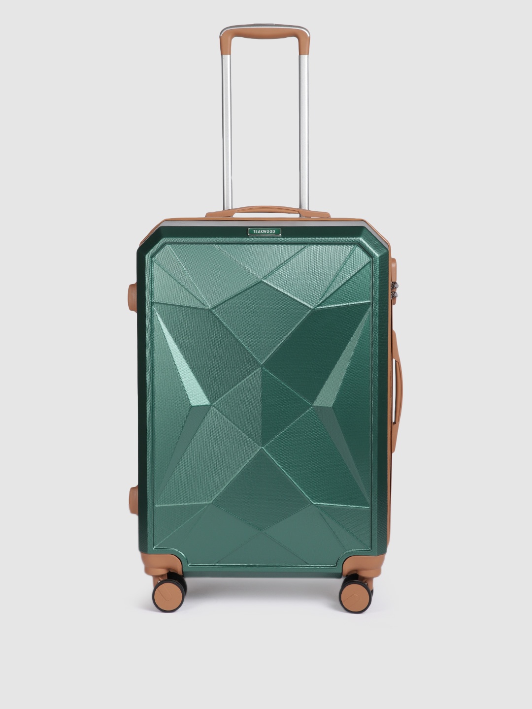 

Teakwood Leathers Emerald Textured 360 Degree Rotation Hard Medium-Sized Trolley Bag 54.6L, Green