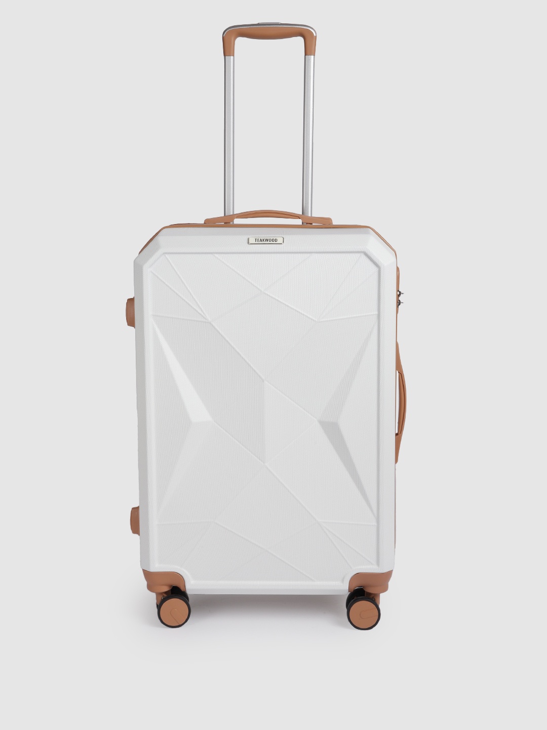 

Teakwood Leathers Emerald Textured 360 Degree Rotation Hard Medium-Sized Trolley Bag 54.6L, White