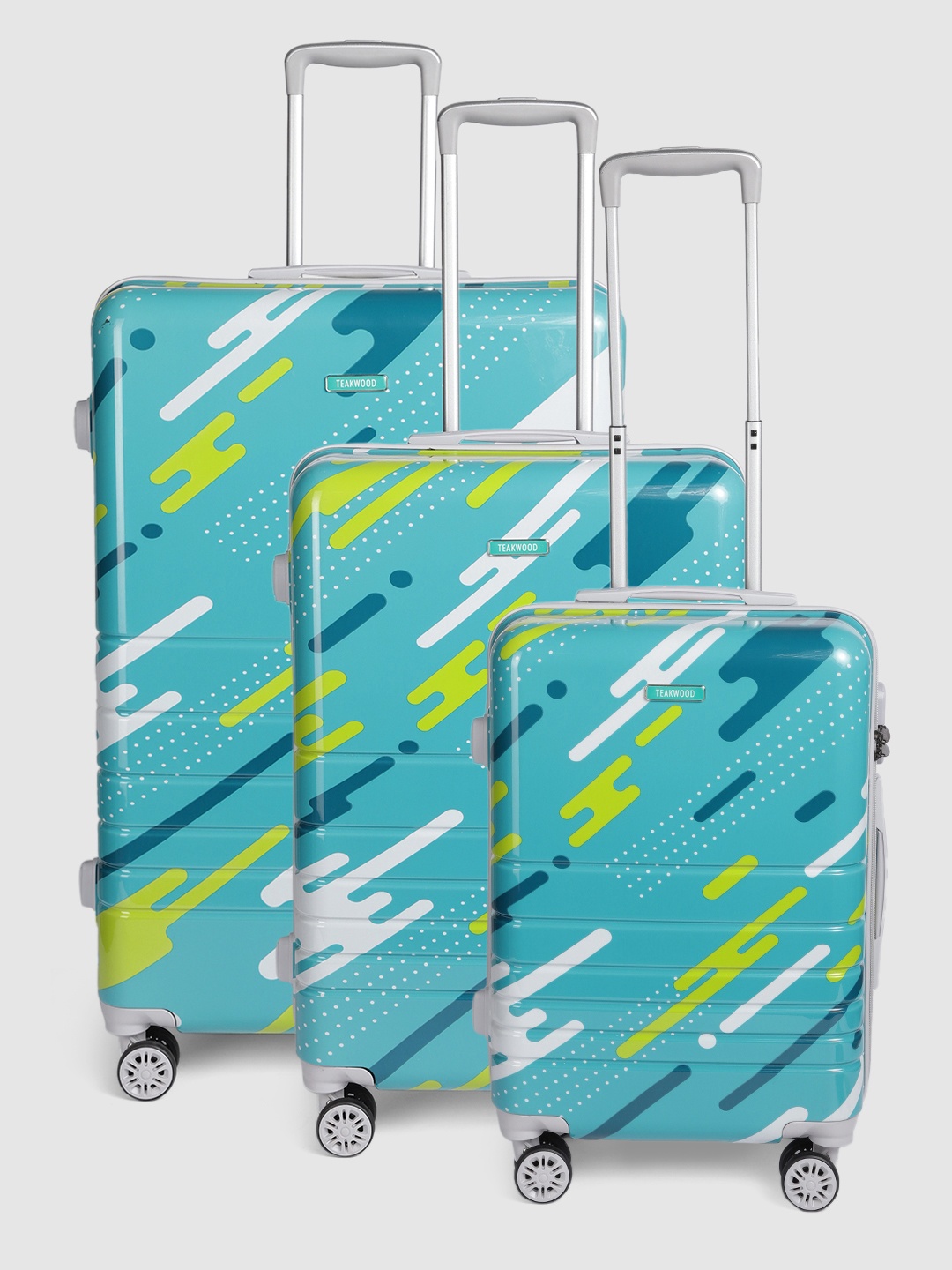 

Teakwood Leathers Set of 3 Milkyway Printed Hard-Sided Trolley Bags 95.5L, Green