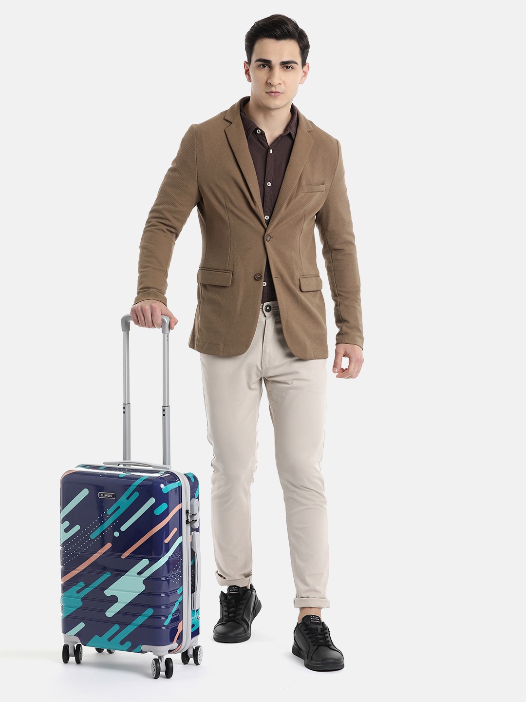 

Teakwood Leathers Milkyway Printed 360 Degree Rotation Hard Cabin-Sized Trolley Bag 32.2L, Navy blue