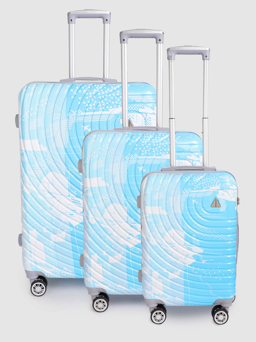 

Teakwood Leathers Space Set of 3 Printed 360 Degree Rotation Hard-Sided Trolley Bags 182L, Blue
