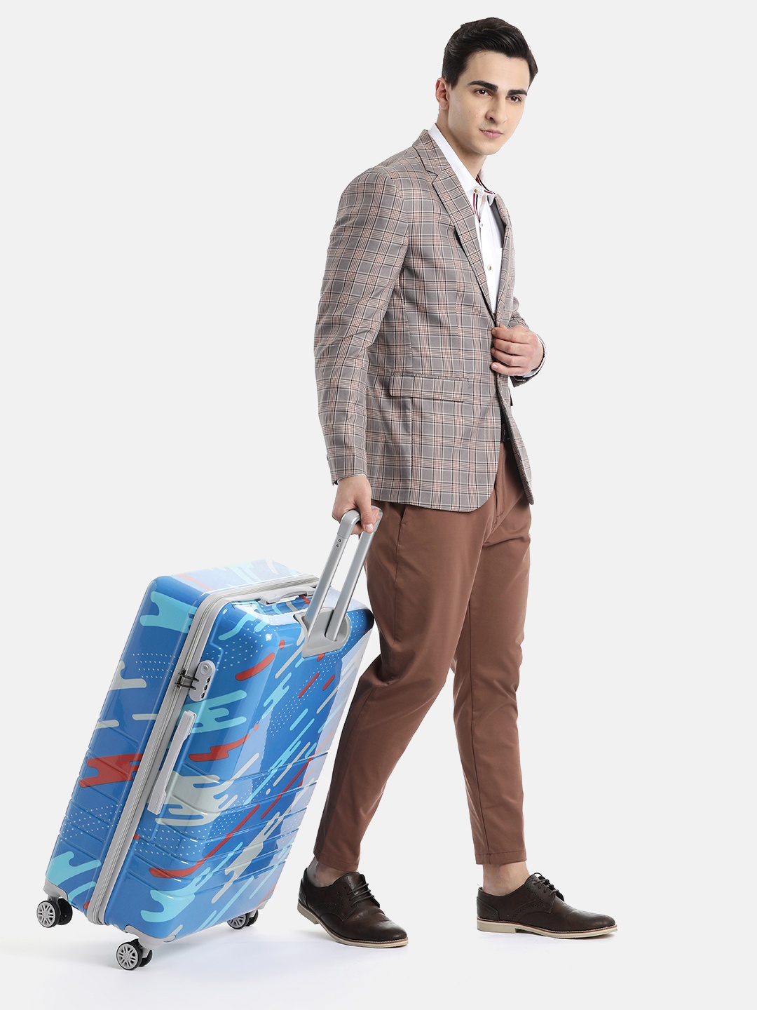 

Teakwood Leathers Milkyway Printed 360 Degree Rotation Hard Large-Sized Trolley Bag 95.5L, Blue