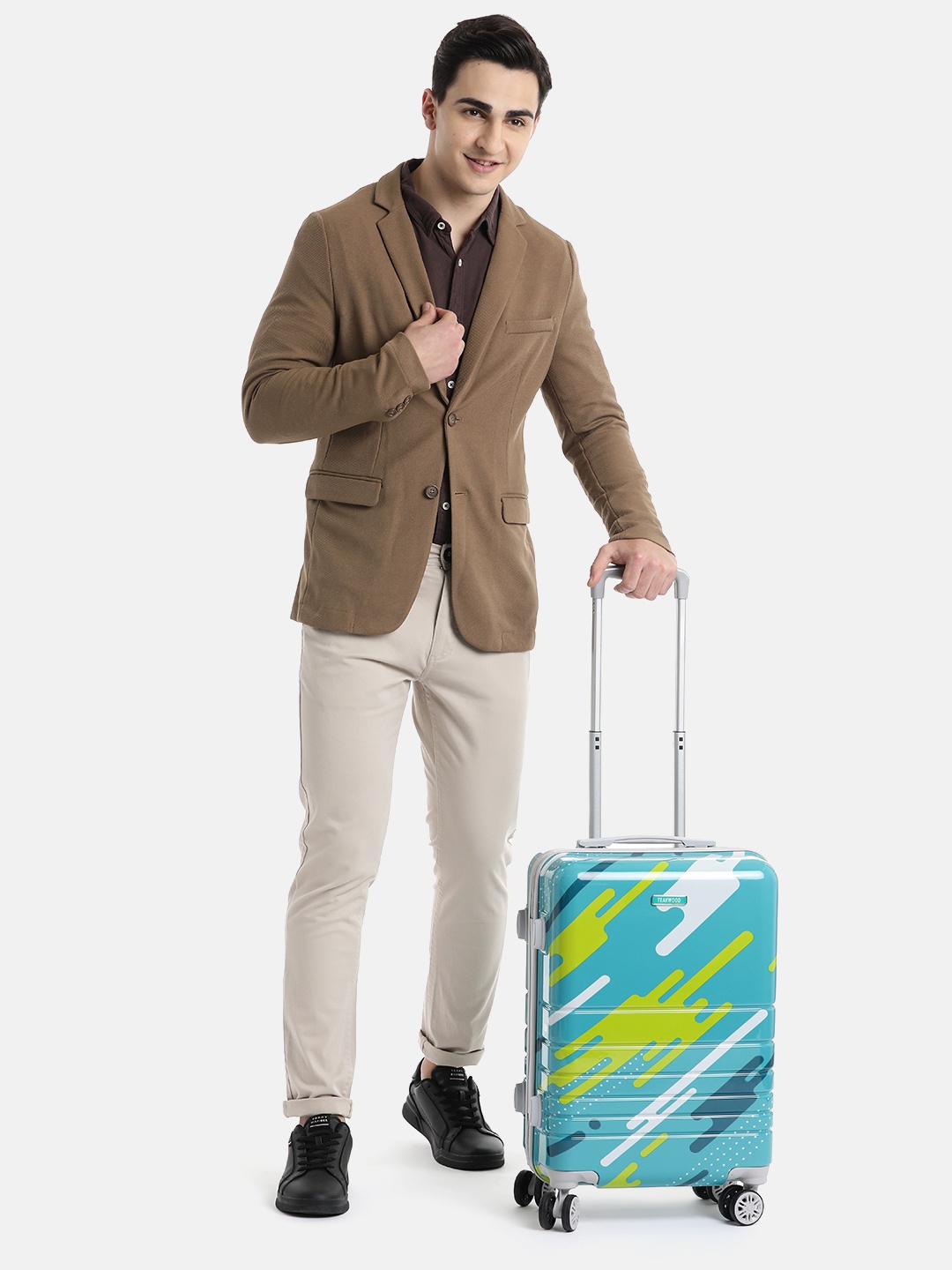 

Teakwood Leathers Milkyway Printed 360 Degree Rotation Hard Cabin-Sized Trolley Bag 32.2L, Green