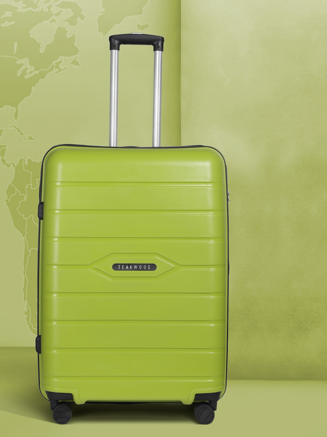 

Teakwood Leathers Vibes Textured 360 Degree Rotation Hard Large-Sized Trolley Bag 95.5L, Green