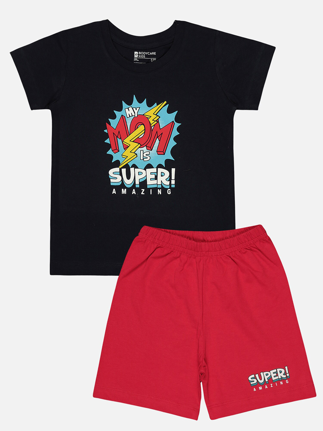 

Bodycare Kids Infants Boy Printed T-shirt With Shorts, Navy blue