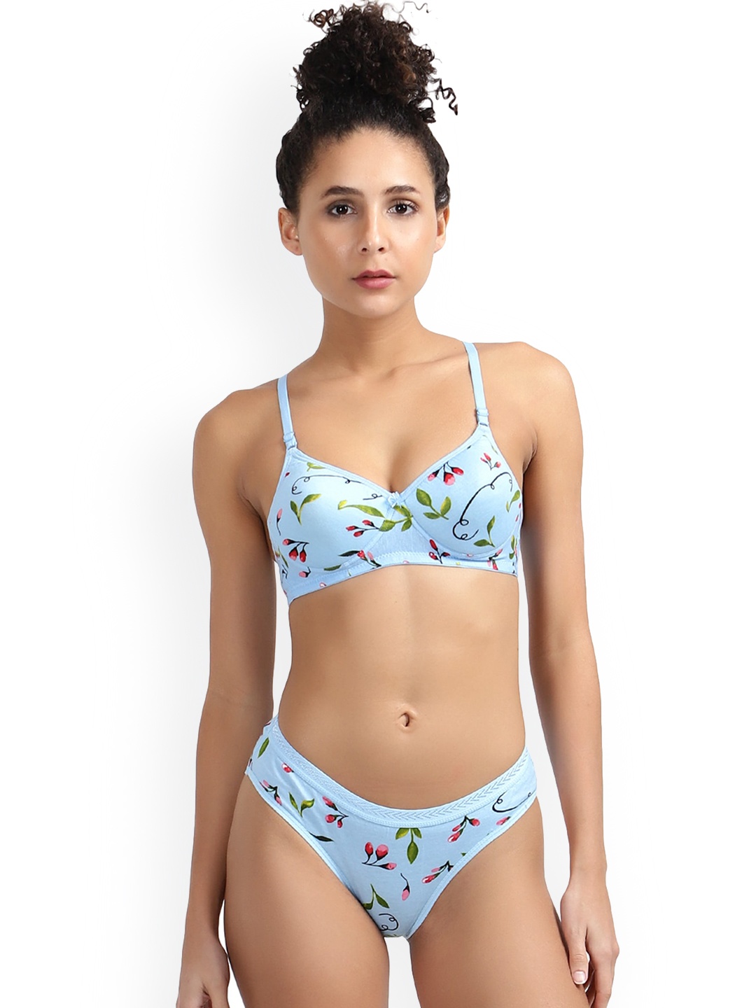

LADYLAND Printed Lightly Padded Cotton Lingerie Set, Blue