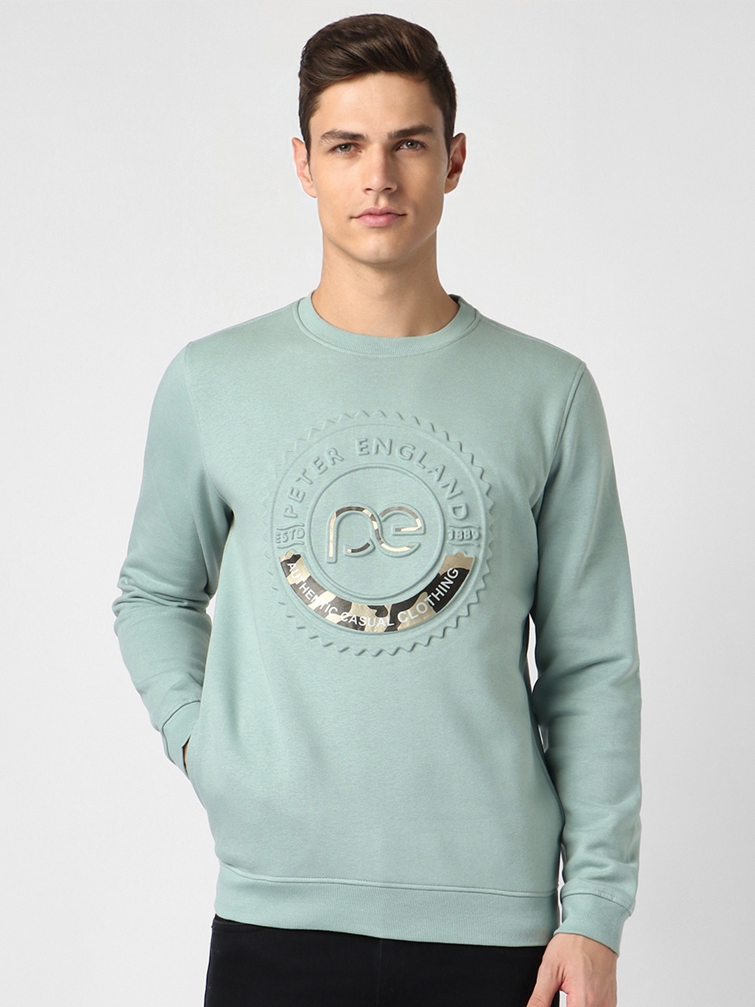 

Peter England Casuals Men Green Sweatshirt