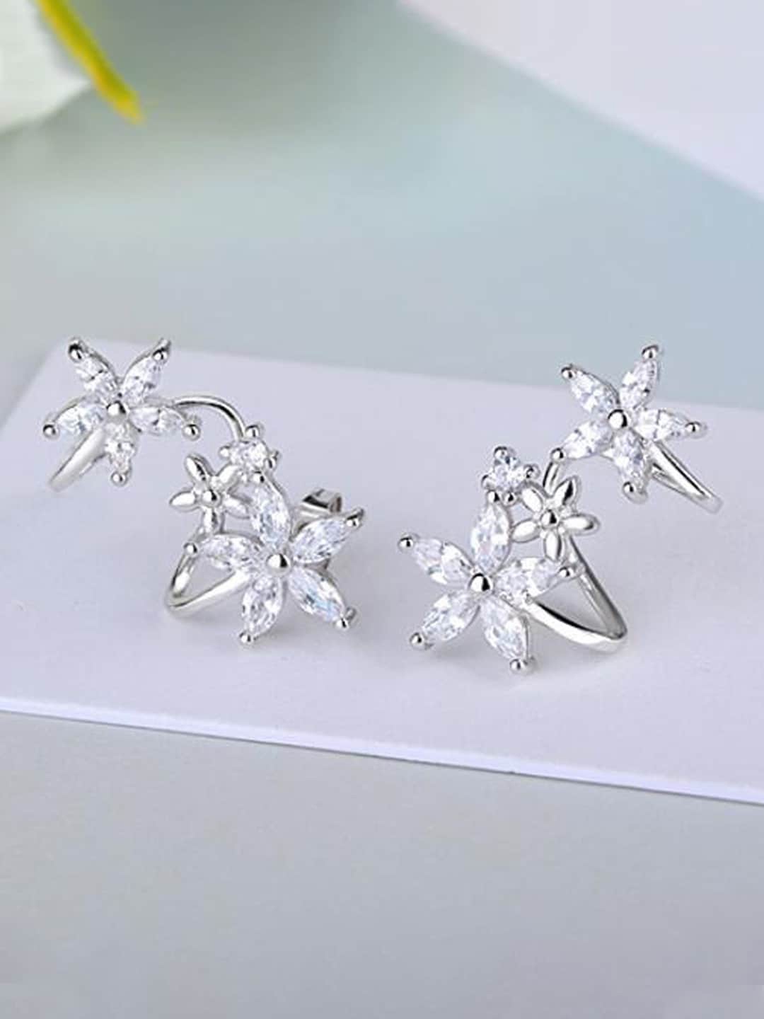 

Jewels Galaxy Silver Plated Star Shaped Ear Cuff Earrings