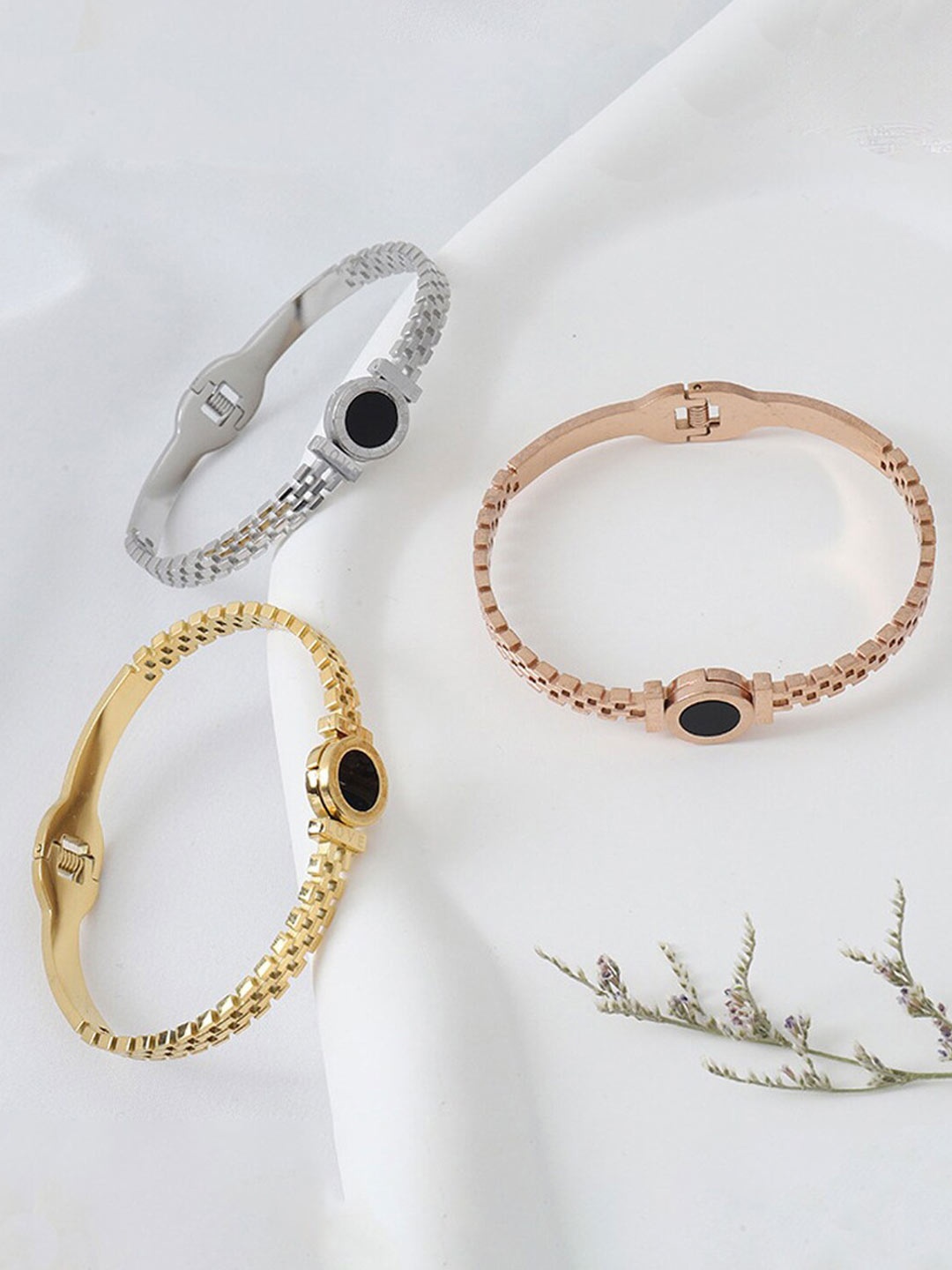

Jewels Galaxy Pack Of 3 Bangle-Style Bracelet, Silver