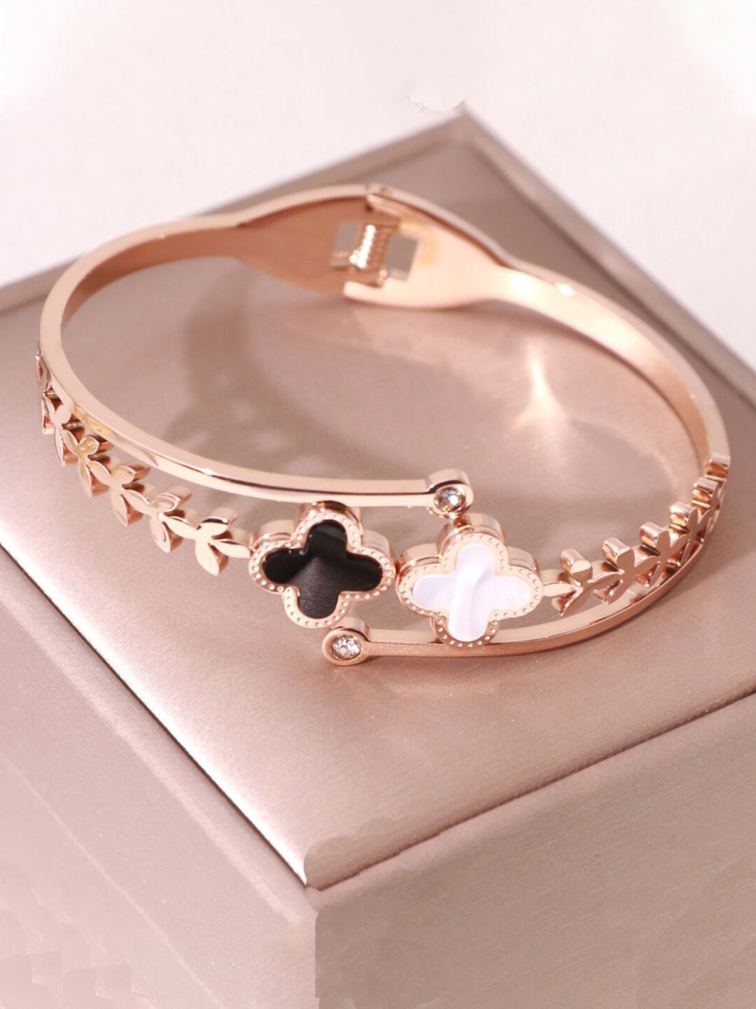 

Jewels Galaxy Gold Plated Stainless Steel Mother of Pearl Bangle Style Bracelet