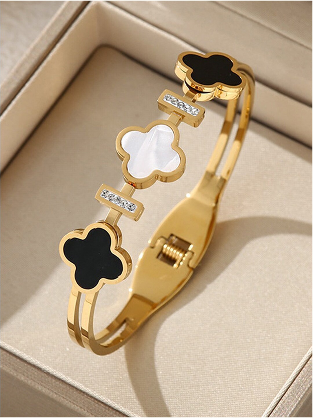 

Jewels Galaxy Women Gold Plated Stainless Steel Bangle Style Bracelet