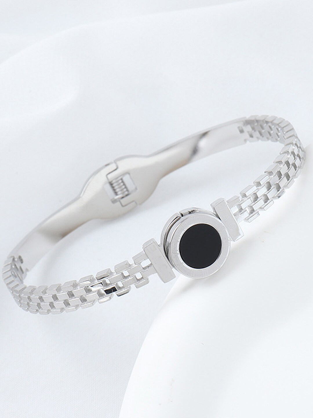 

Jewels Galaxy Women Silver-Plated Stainless Steel Bangle-Style Bracelet